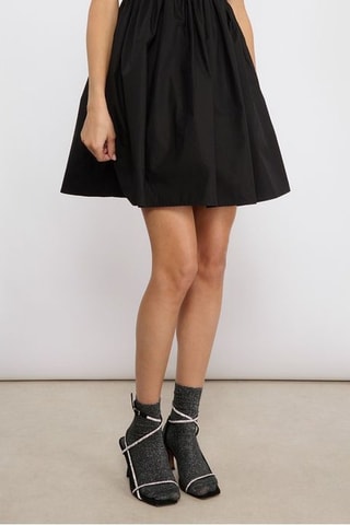 Vestido evasé de algodón orgánico - Negro - Ganni