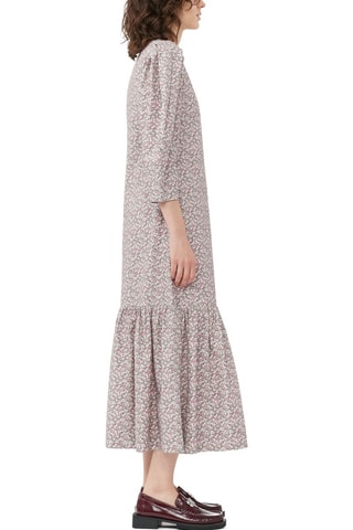 Vestido midi de algodón orgánico - Rosa y blanco - Ganni