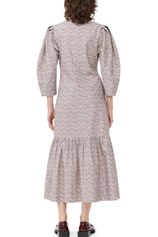 Vestido midi de algodón orgánico - Rosa y blanco - Ganni