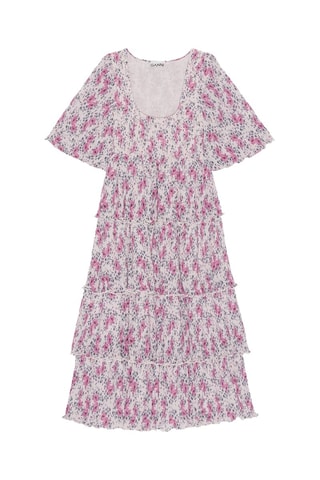 Vestido avolantado de algodón orgánico - Malva y fucsia - Ganni