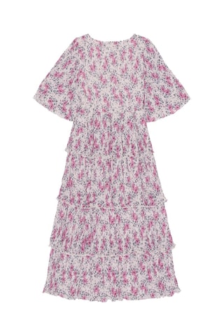 Vestido avolantado de algodón orgánico - Malva y fucsia - Ganni