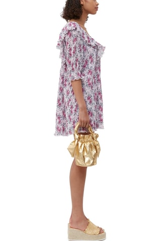 Vestido evasé - Rosa y blanco - Ganni
