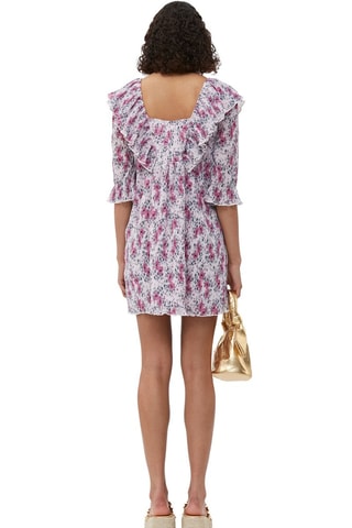 Vestido evasé - Rosa y blanco - Ganni