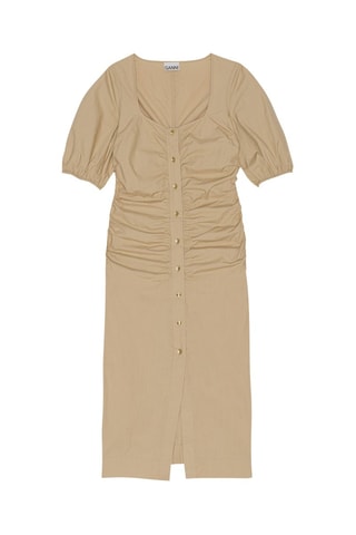 Vestido camisero de algodón orgánico - Beige - Ganni