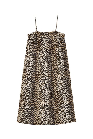 Vestido trapecio de algodón orgánico - Marrón y negro - Ganni