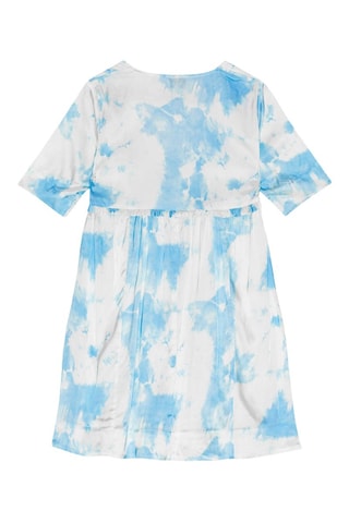 Vestido recto tie-dye - Blanco y celeste - Ganni