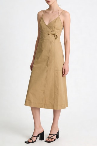 Vestido de algodón orgánico sin mangas - Beige - Ganni