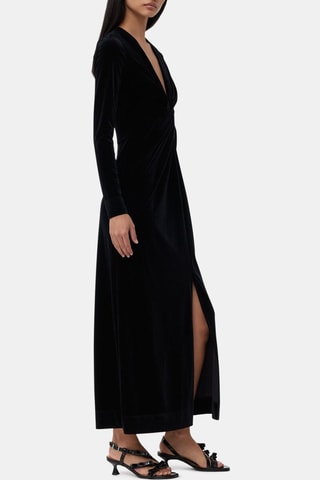 Vestido recto de terciopelo - Negro - Ganni