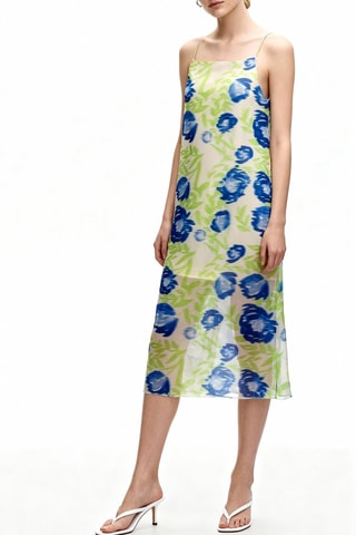 Vestido midi - Azul marino y verde - Ganni