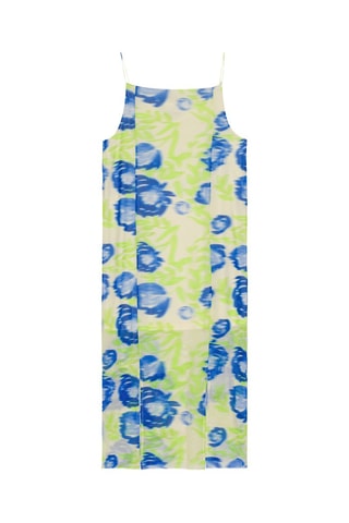 Vestido midi - Azul marino y verde - Ganni