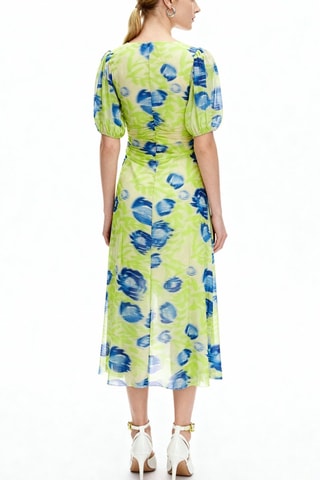 Vestido midi - Azul marino y verde - Ganni