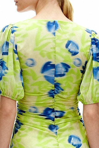 Vestido midi - Azul marino y verde - Ganni