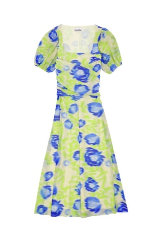 Vestido midi - Azul marino y verde - Ganni