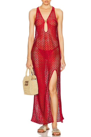 Vestido de playa - Rojo - Ganni