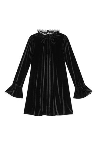 Vestido trapecio de terciopelo - Negro - Ganni