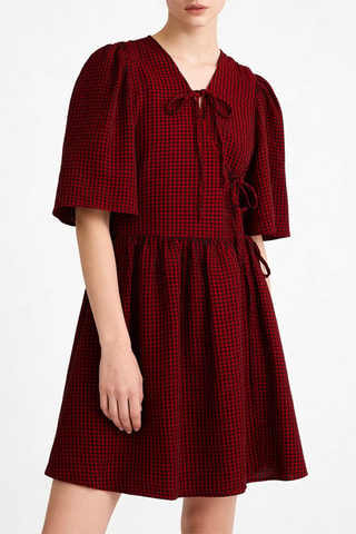 Vestido evasé - Rojo - Ganni
