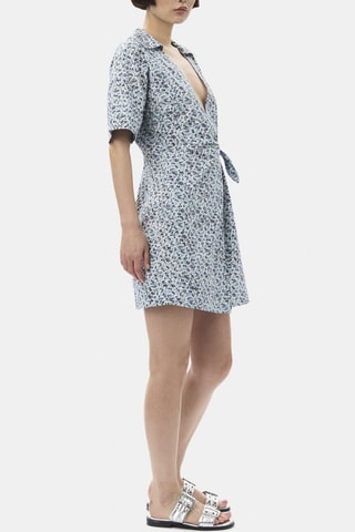 Vestido evasé de algodón orgánico - Azul - Ganni