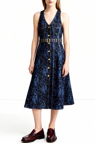 Vestido evasé de algodón orgánico - Azul marino - Ganni
