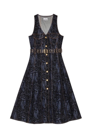 Vestido evasé de algodón orgánico - Azul marino - Ganni