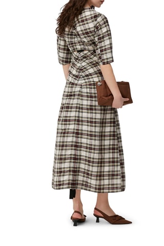 Vestido largo de lino mezclado - Beige - Ganni