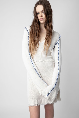 Vestido evasé de seda - Crudo
