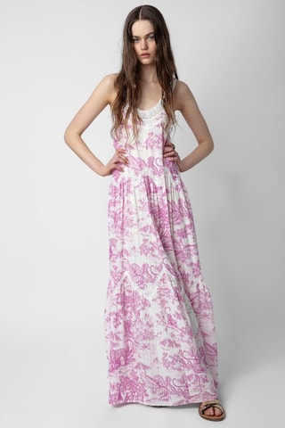 Vestido largo - Crudo y fucsia