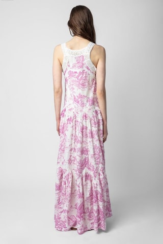Vestido largo - Crudo y fucsia