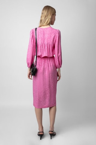Vestido midi de seda - Fucsia