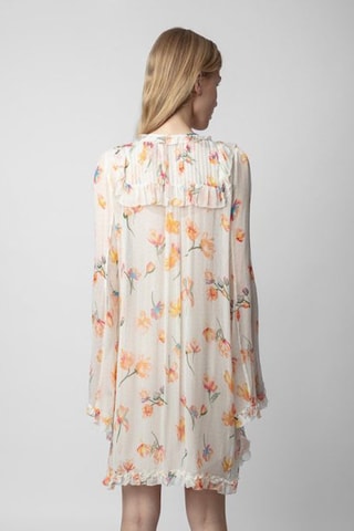 Vestido evasé - Crudo y naranja