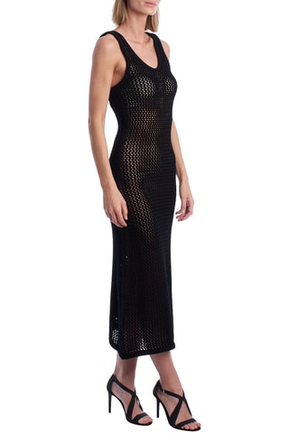Vestido midi de algodón orgánico - Negro