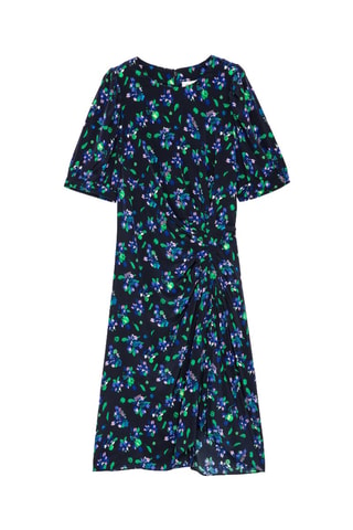 Vestido midi de seda - Negro y azul oscuro