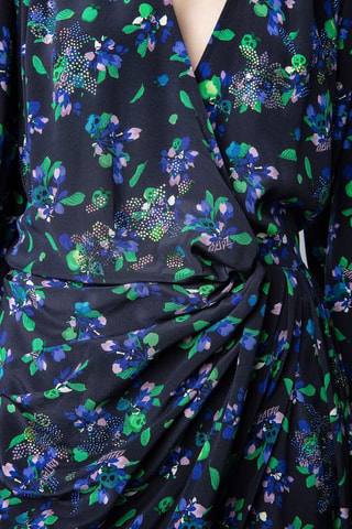 Vestido midi de seda - Negro y azul oscuro