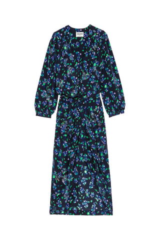 Vestido midi de seda - Negro y azul oscuro