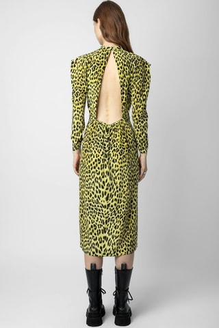 Vestido midi de seda - Amarillo
