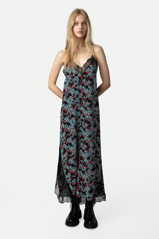 Vestido largo de seda - Negro