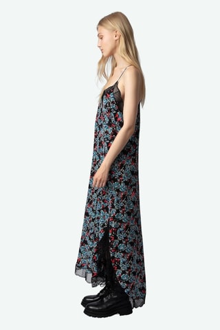 Vestido largo de seda - Negro