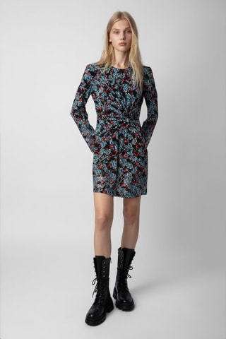 Vestido recto de seda - Negro