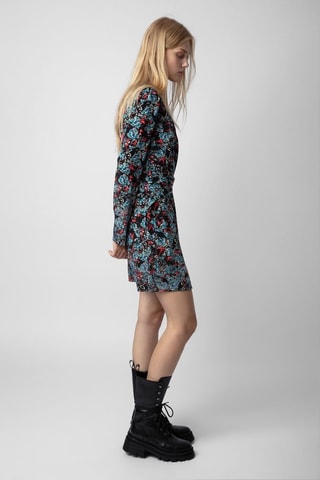 Vestido recto de seda - Negro