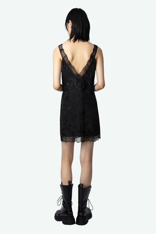 Vestido recto de seda - Negro