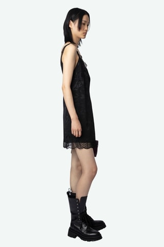 Vestido recto de seda - Negro