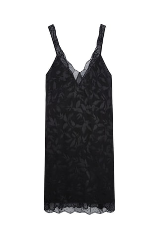 Vestido recto de seda - Negro