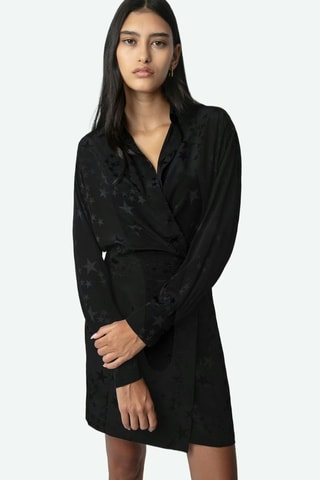 Vestido cruzado de seda - Negro