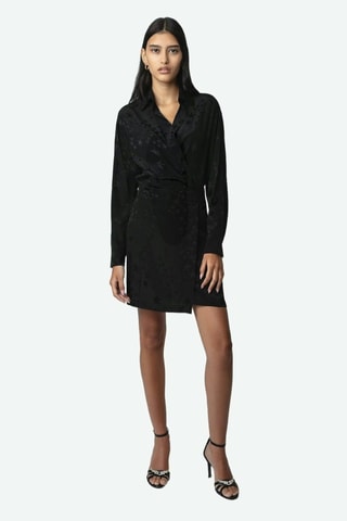 Vestido cruzado de seda - Negro
