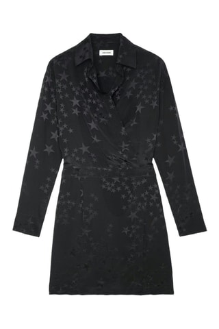 Vestido cruzado de seda - Negro