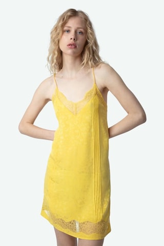 Vestido recto de seda - Amarillo