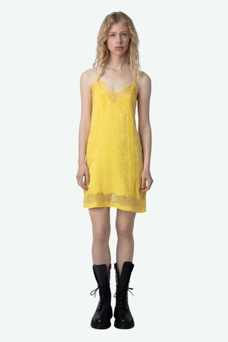 Vestido recto de seda - Amarillo