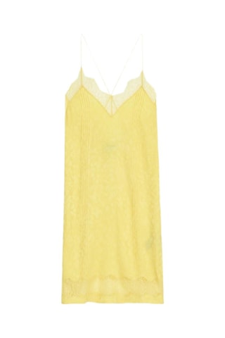 Vestido recto de seda - Amarillo