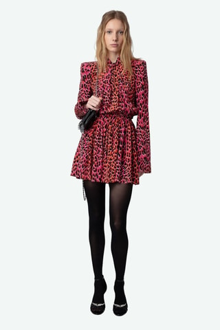 Vestido evasé de seda - Rosa