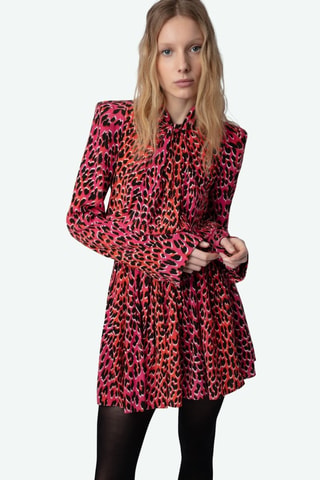 Vestido evasé de seda - Rosa