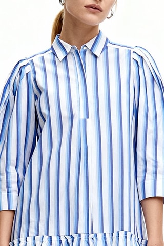 Camisa de algodón orgánico - Blanco e índigo - Ganni